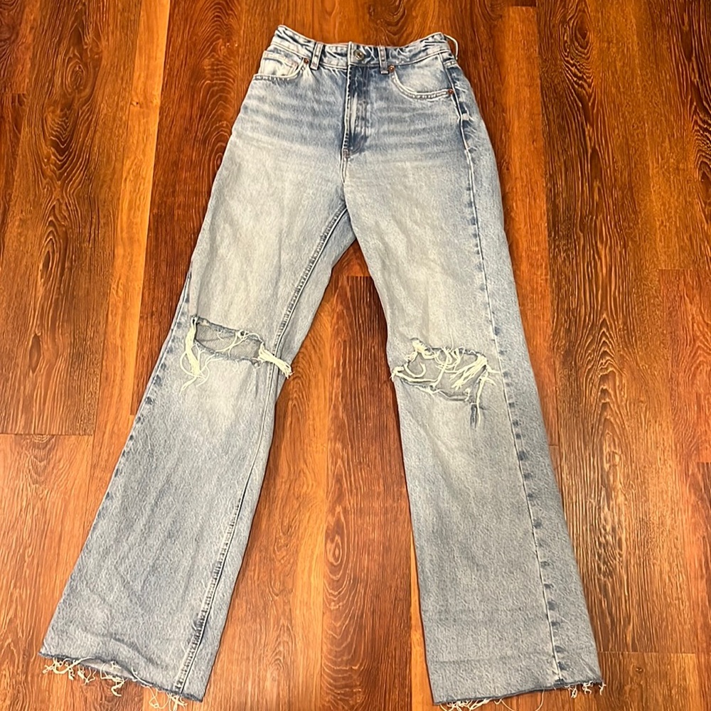 Zara Ripped Wide Leg Jeans